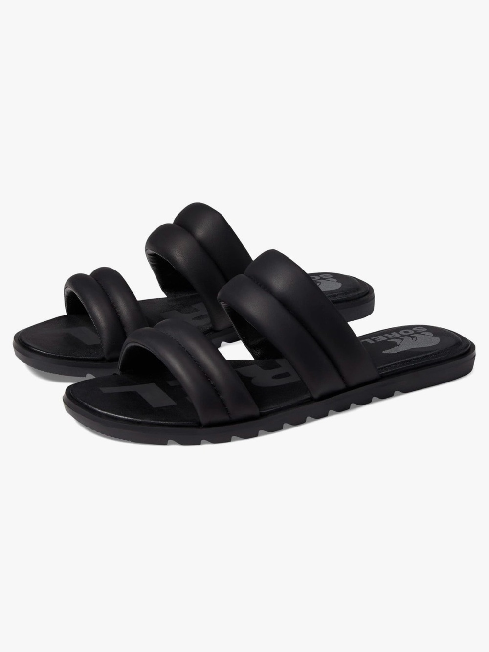 Sorel Ella Puff Black Sandals Flats Slides Size 7.5